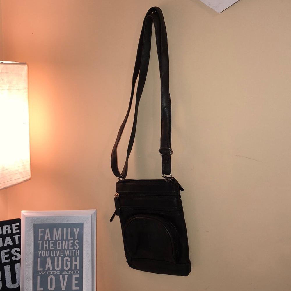 Brown soft leather crossbody purse